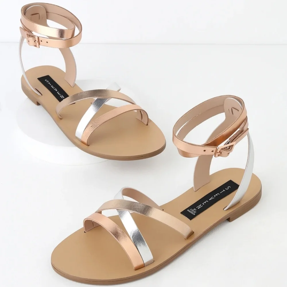 Pretty Steven Steve Madden Metallic Leather Sandal - Picture 4 of 8